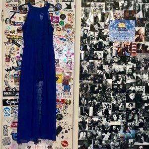 Royal blue romper with sheer skirt 💙